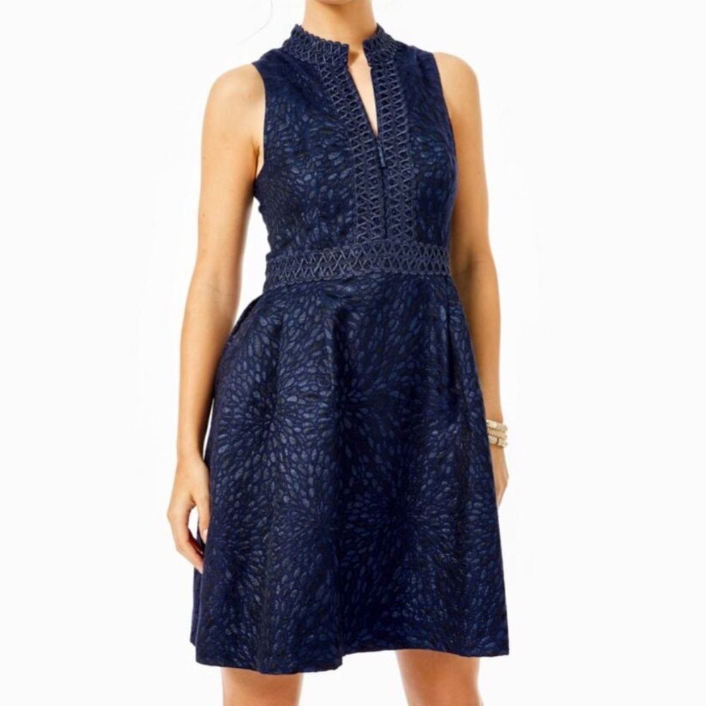 NWT Lilly Pulitzer Franci Sleeveless Mini Dress - True Navy Lagoon Jacquard Sz 6